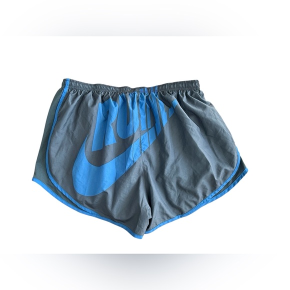 Nike Pants - NIKE TEMPO DRI-FIT WOMEN'S GRAY & BLUE RUNNING LOGO SHORTS WITH LINER SZ XL